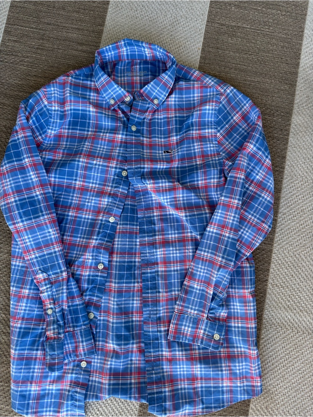 Vineyard Vines Blue and Red Plaid Button-Down Shirt